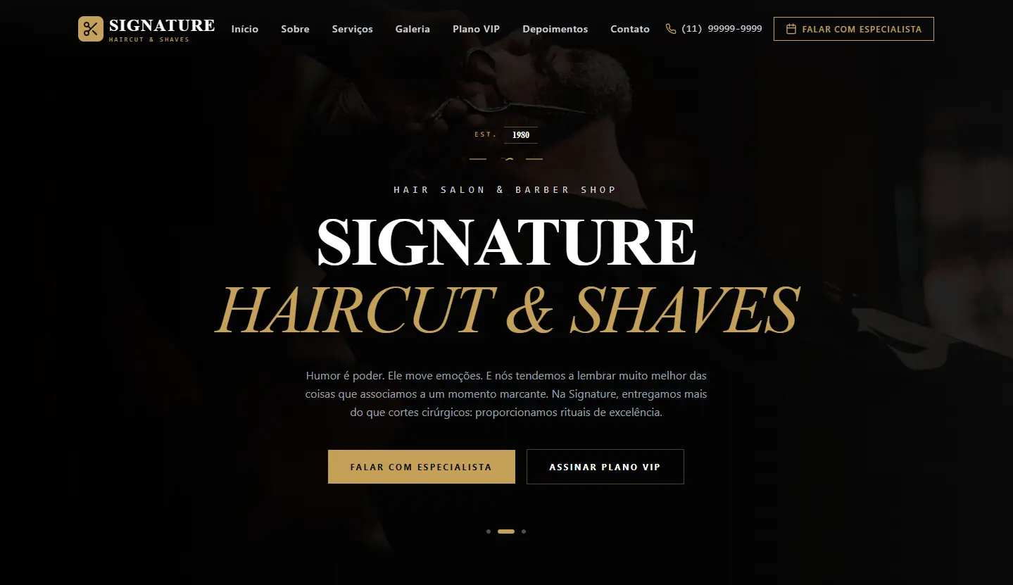 Tela do projeto Barbearia Signature