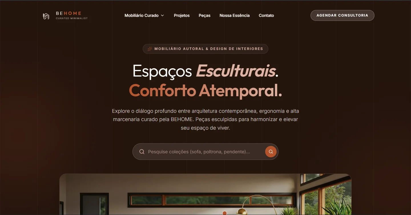 Tela do projeto Behome Arquitetura