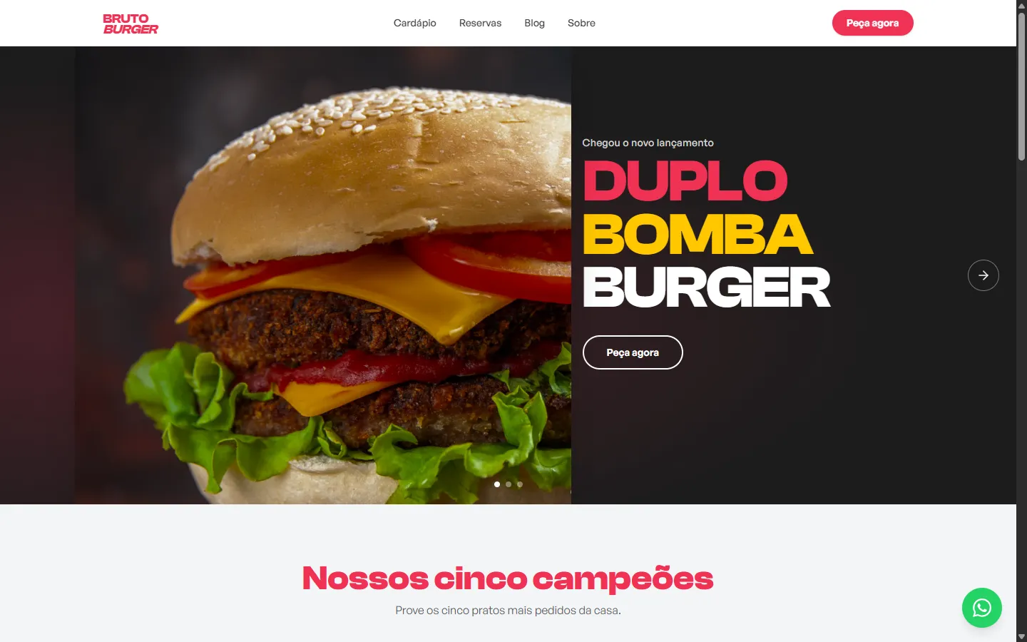 Tela do projeto Bruto Burger