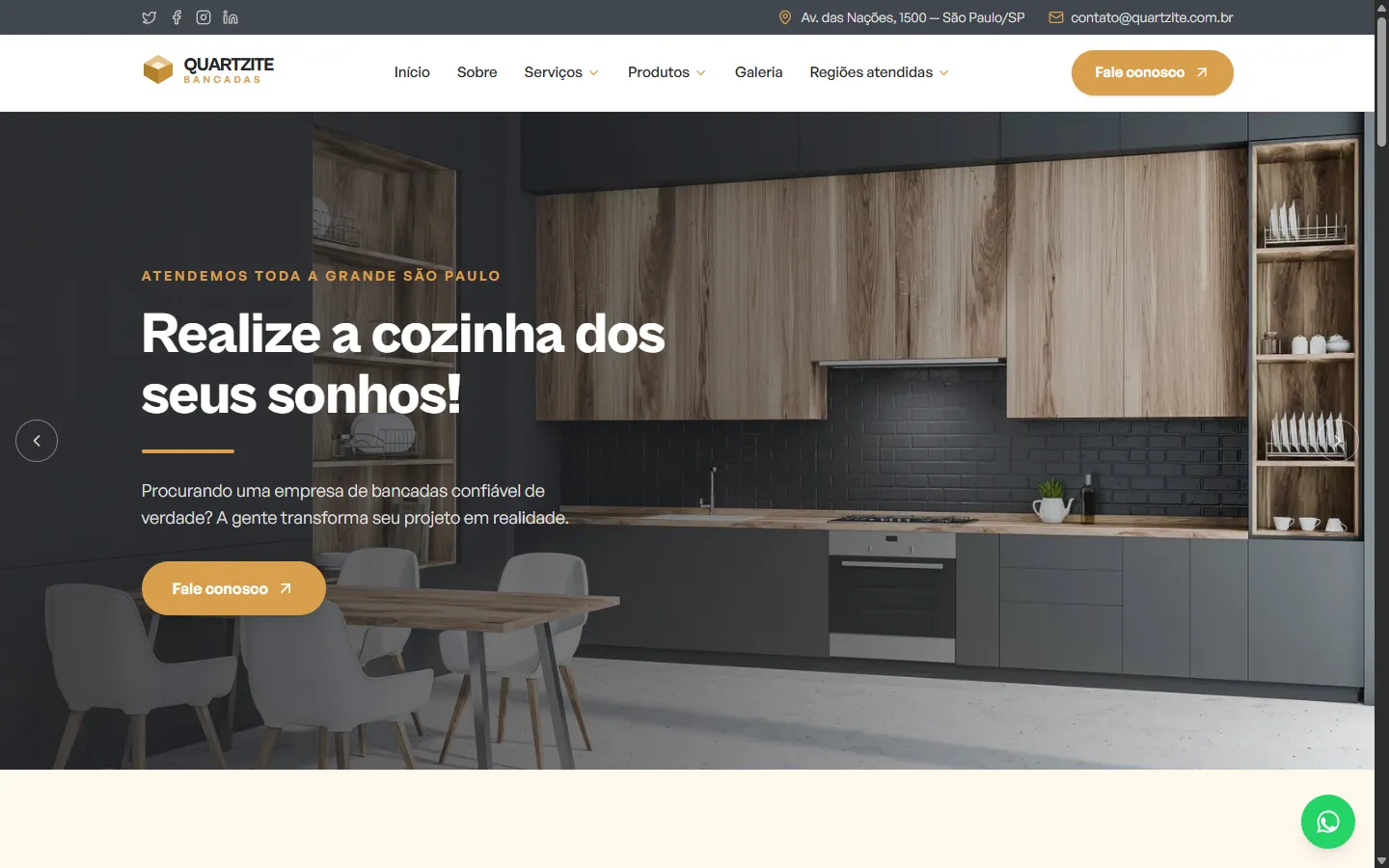 Tela do projeto Quartzite Bancadas